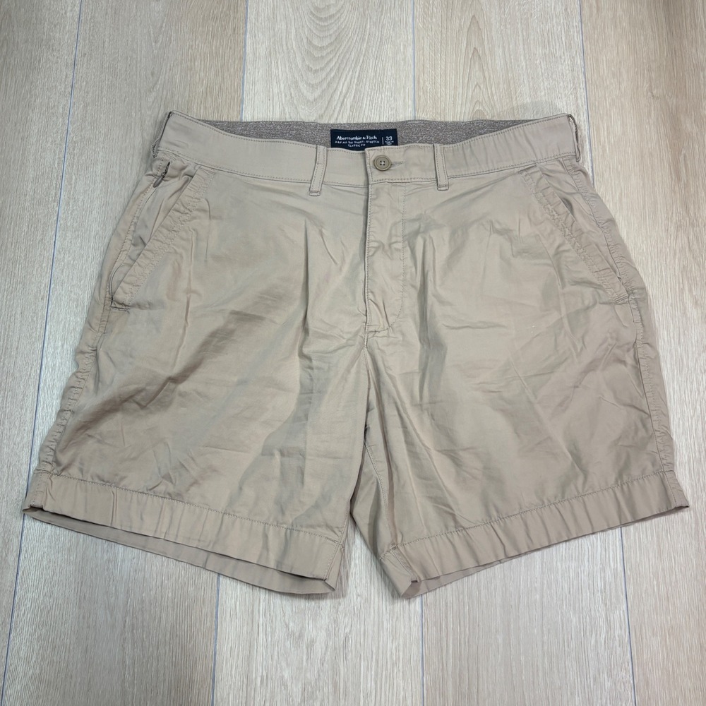 Abercrombie & Fitch All Day Short Stretch Classic Fit Khaki Tan Mens Size 33 7"